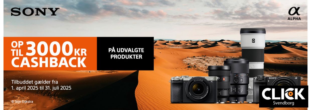 Spar op til 3000 kr. p Sony kameraer, objektiver og tilbehr - Sony Cashback Kampagne!