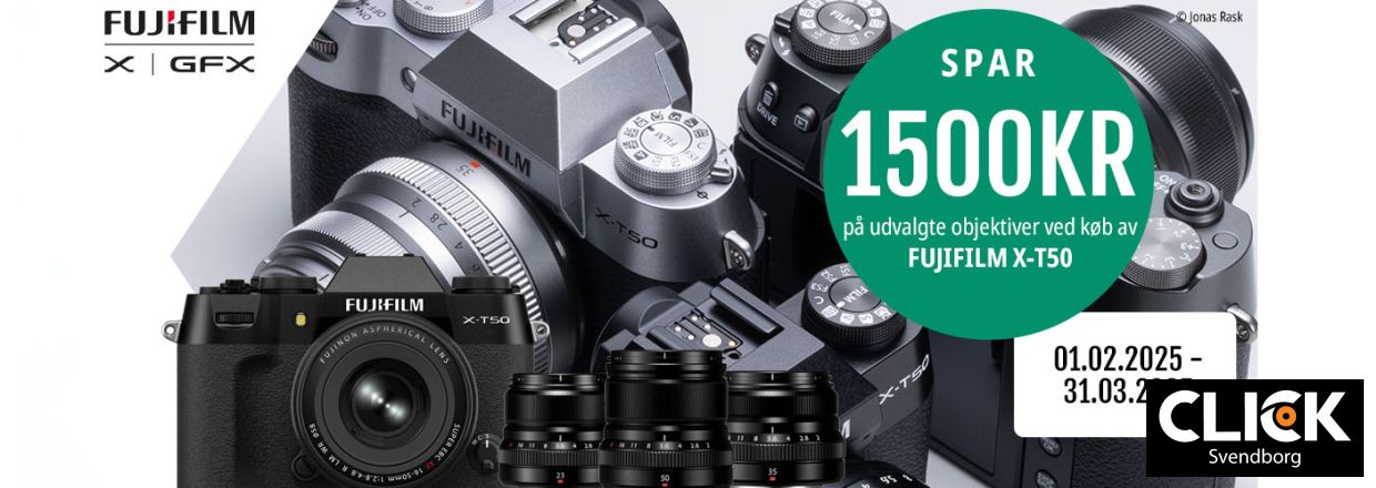 Fujifilm X-T50 Kampagne  Spar 1.500 kr. p Udvalgte Objektiver!