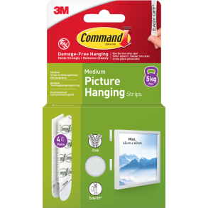 3M Command Strips Hvid Medium 4 Sets