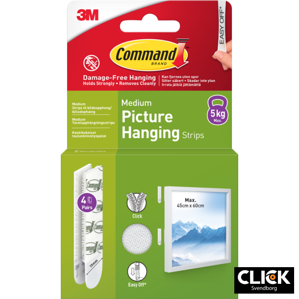 3M Command Strips Hvid Medium 4 Sets