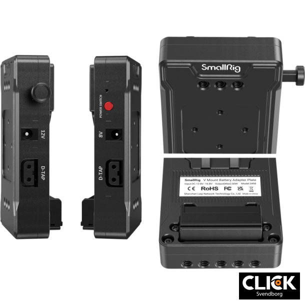 SmallRig 3498 Battery Adapter Plate V-Mount (Basic Version) with Dual Rod Clamp