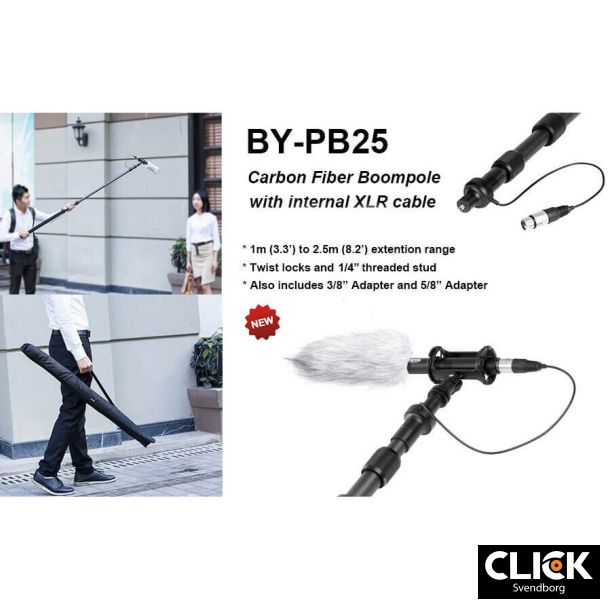 BOYA BY-PVM3000S Mikrofon Kondensator Mikrofon XLR inkl. boom Kulfiber 1-2.5m