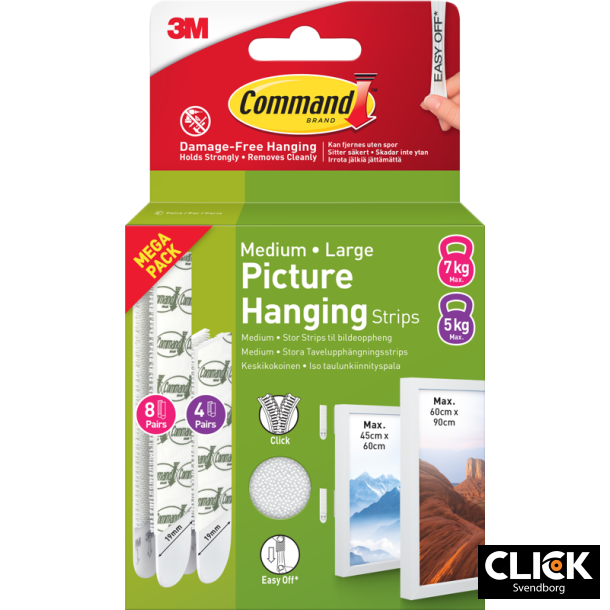 3M Command Strips V-Pack hvid 4 Sets M + 8 Sets