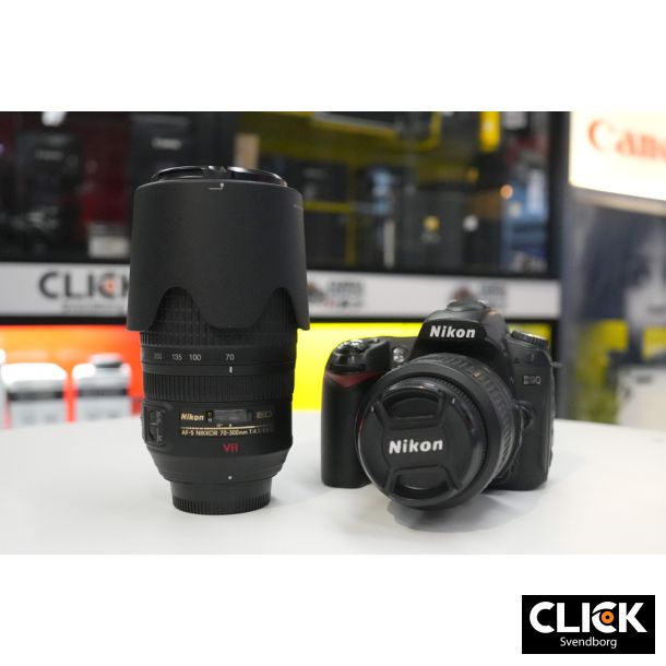 Brugt Nikon D90  m/18-55mm &amp; 70-300mm objektiv