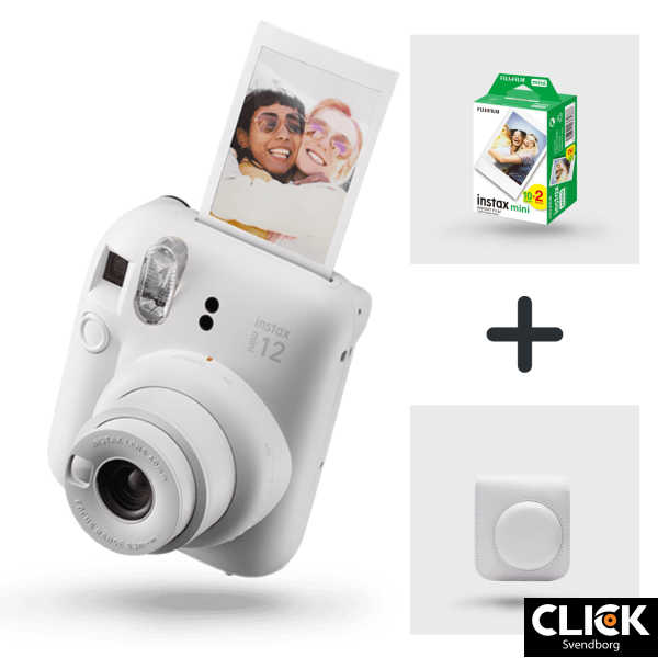 Fujifilm Instax Mini 12 Hvid (kamera + taske + film)