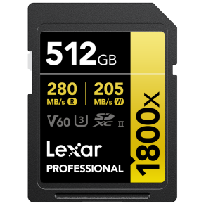 Lexar 1800x 512Gb SDXC Pro U3 UHS-II R280/W210 (V60)