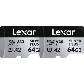 Lexar 1066X 64Gb 2 pak microSDXC Silver Plus UHS-I/U3/A2/4K R205/W100 (V30)