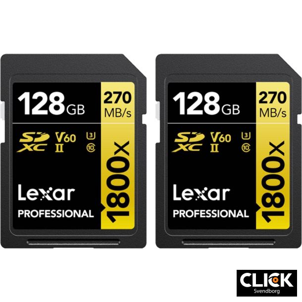 Lexar 1800x 128Gb 2pak. SDXC Pro U3 UHS-II R280/W210 (V60)