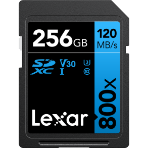 Lexar 800x 256GB SDXC UHS-I cards, C10 V30 U3, R120