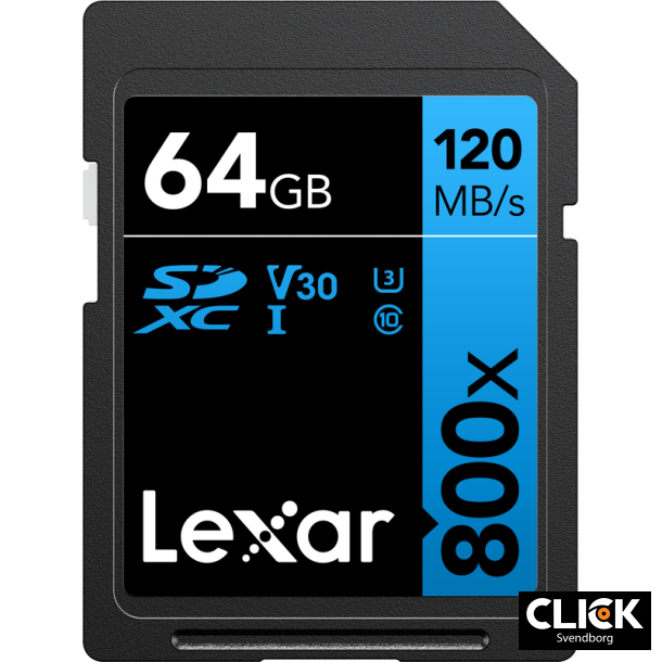 Lexar 800x 64GB SDXC UHS-I Kort, C10 V30 U3, R120