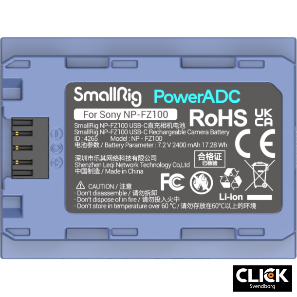 Smallrig 4265 NP-FZ100 USB-C batteri