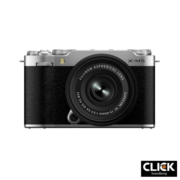 Fujifilm X-M5 Kit XC15-45mm F3,5-5,6 Silver (Kb XF27mm samtidigt og f 1500,- i rabat)