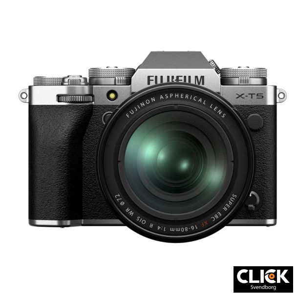 Fujifilm X-T5 m/XF16-80mmF4 R OIS WR Silver (Kb XF27mm samtidigt og f 1500,- i rabat)
